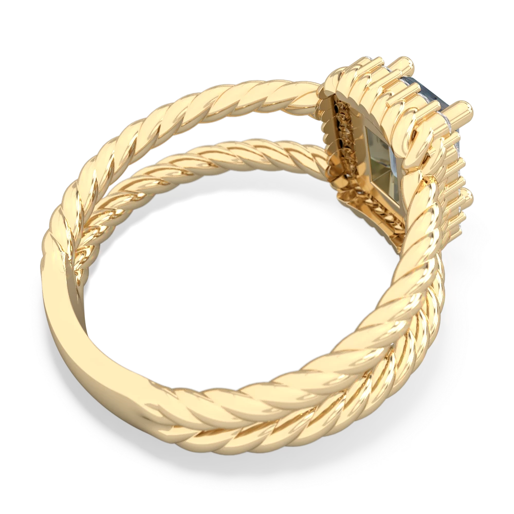Aquamarine Rope Split Band 14K Yellow Gold ring R2628 - front view