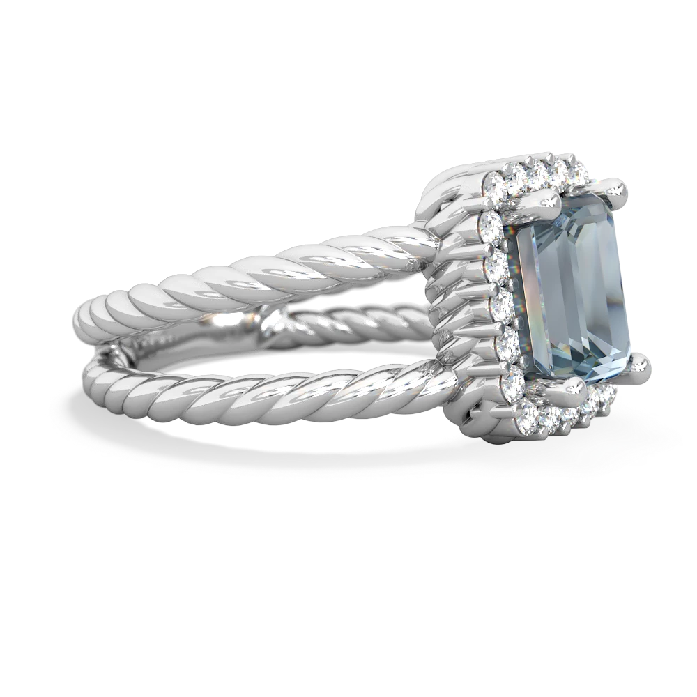 Aquamarine Rope Split Band 14K White Gold ring R2628