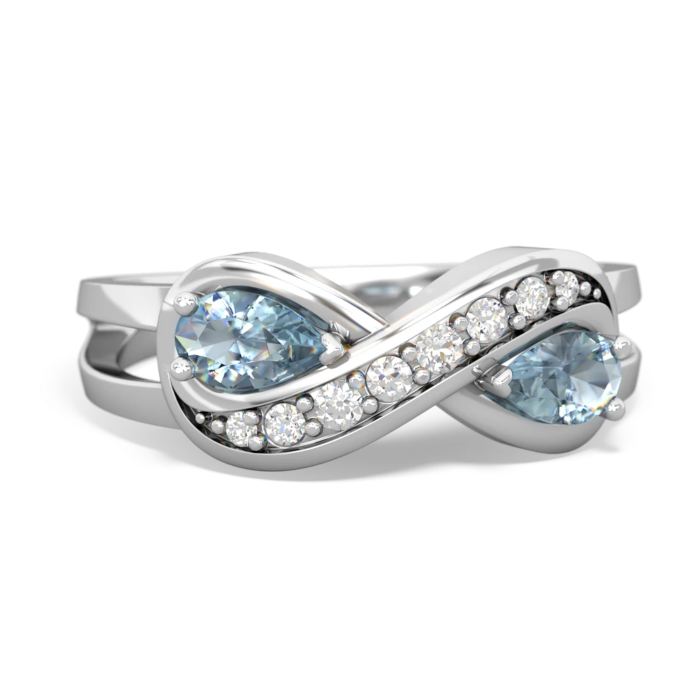 1/2 CT Two Tone Solitaire Infinity Ring with Aquamarine and Diamond
