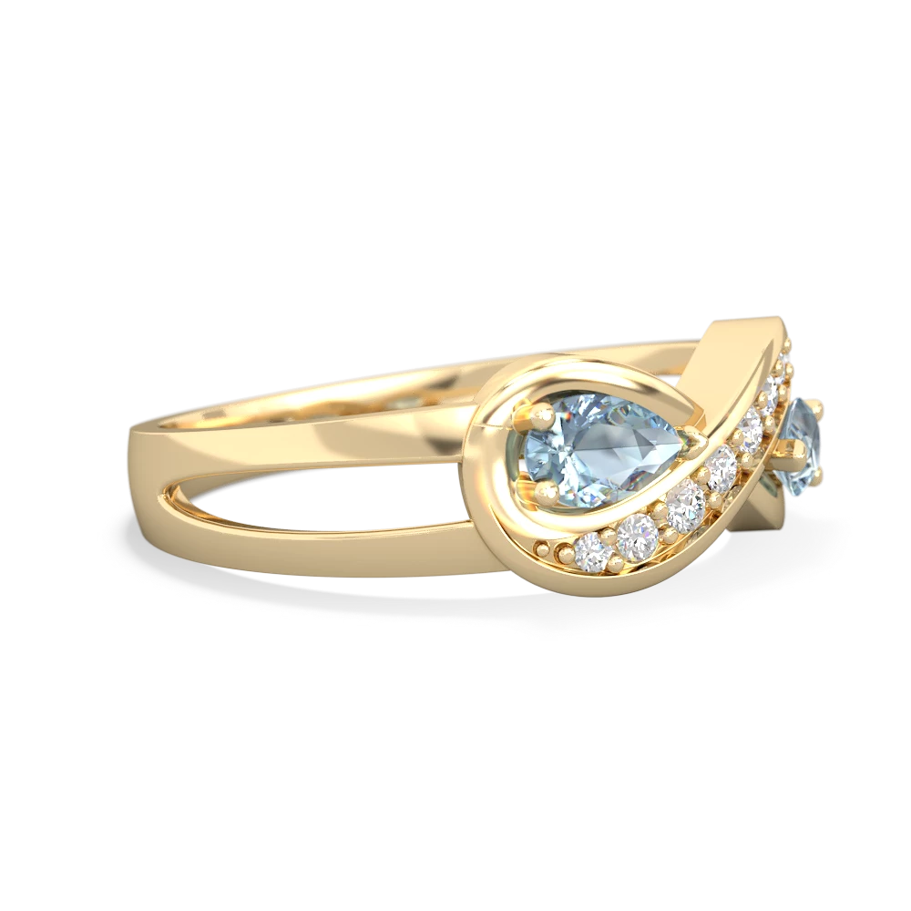 Aquamarine Diamond Infinity 14K Yellow Gold ring R5390