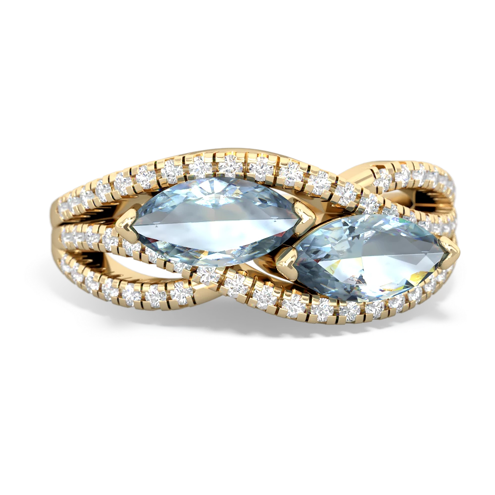 Aquamarine Diamond Rivers 14K Yellow Gold ring R3070