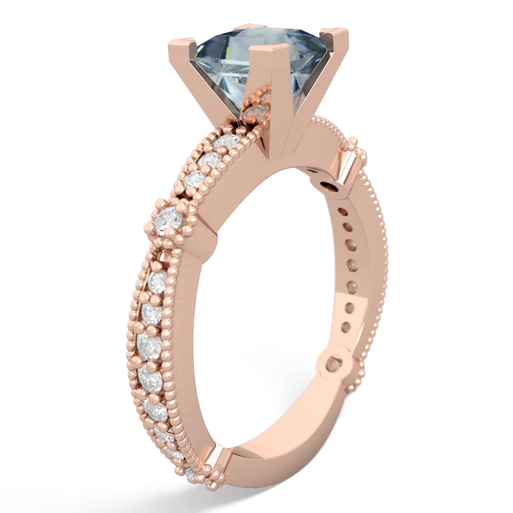 Aquamarine Sparkling Tiara 6Mm Princess 14K Rose Gold ring R26296SQ