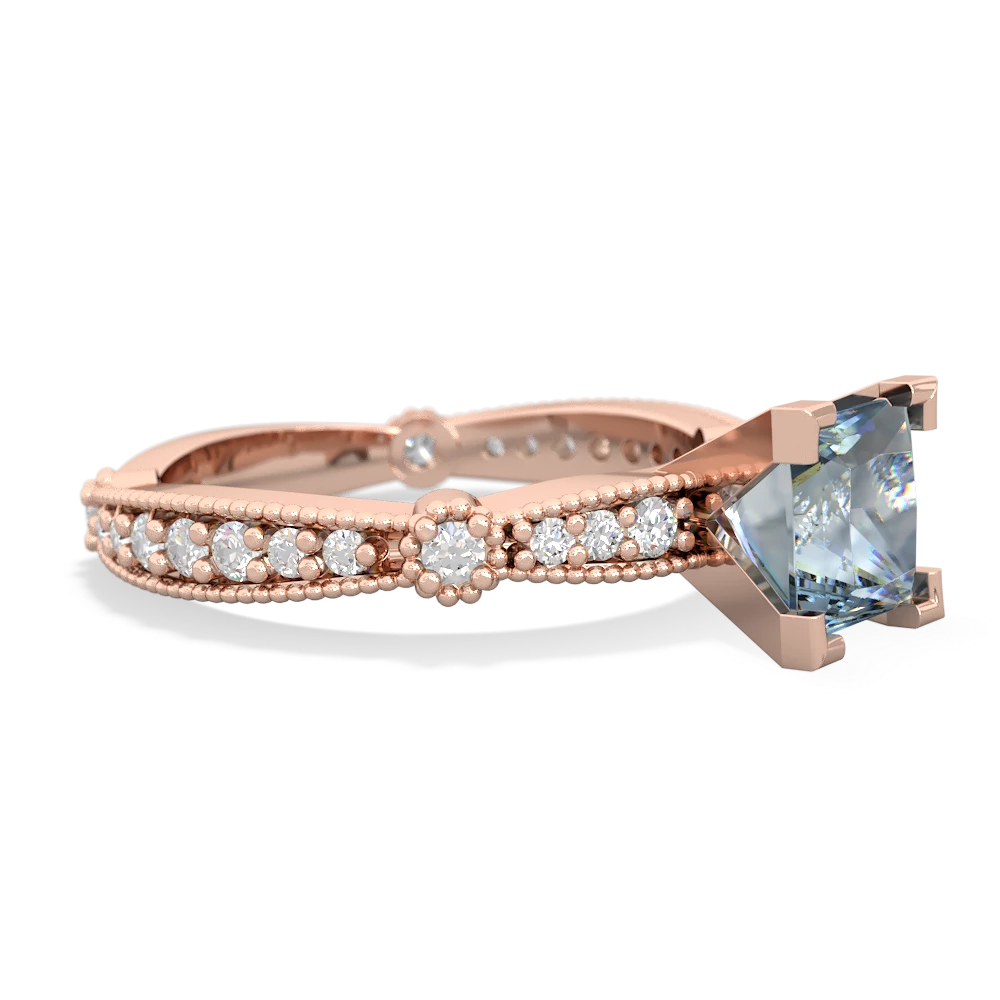 Aquamarine Sparkling Tiara 6Mm Princess 14K Rose Gold ring R26296SQ