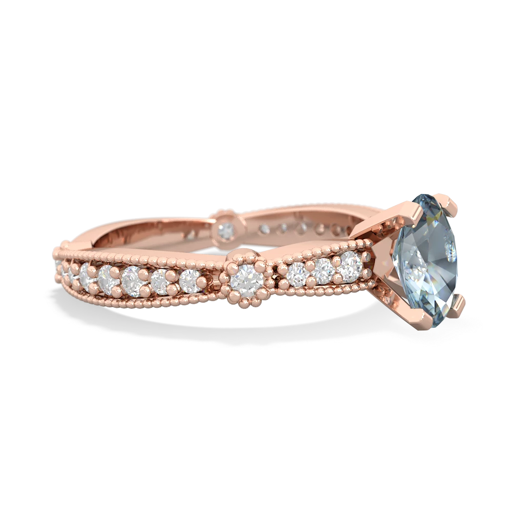 Aquamarine Sparkling Tiara 7X5mm Oval 14K Rose Gold ring R26297VL