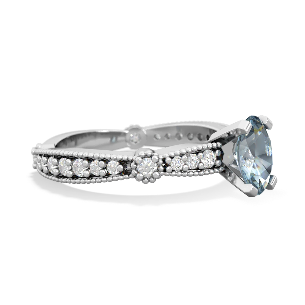 Aquamarine Sparkling Tiara 7X5mm Oval 14K White Gold ring R26297VL