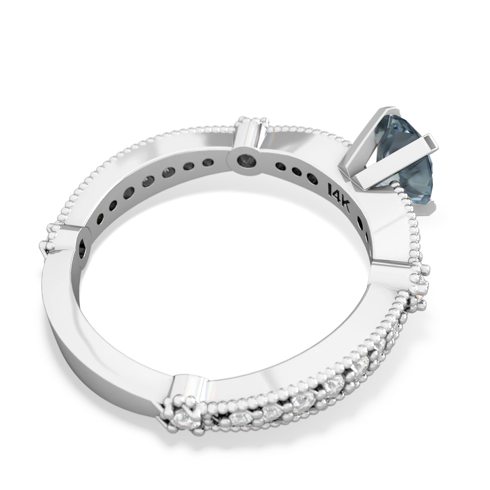 Aquamarine Sparkling Tiara 7X5mm Oval 14K White Gold ring R26297VL
