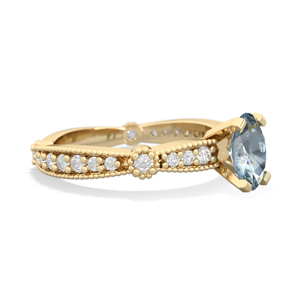 Aquamarine Sparkling Tiara 7X5mm Oval 14K Yellow Gold ring R26297VL