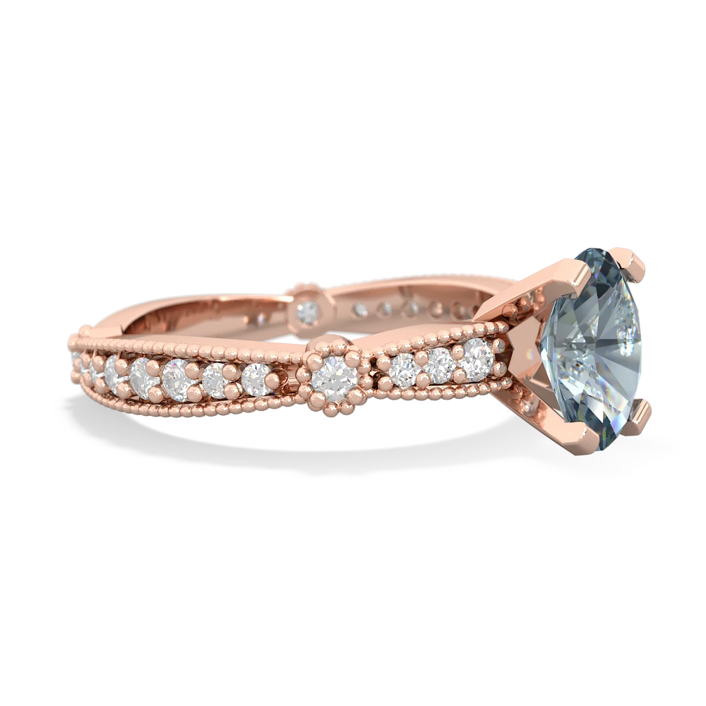 Aquamarine Sparkling Tiara 8X6 Oval 14K Rose Gold ring R26298VL