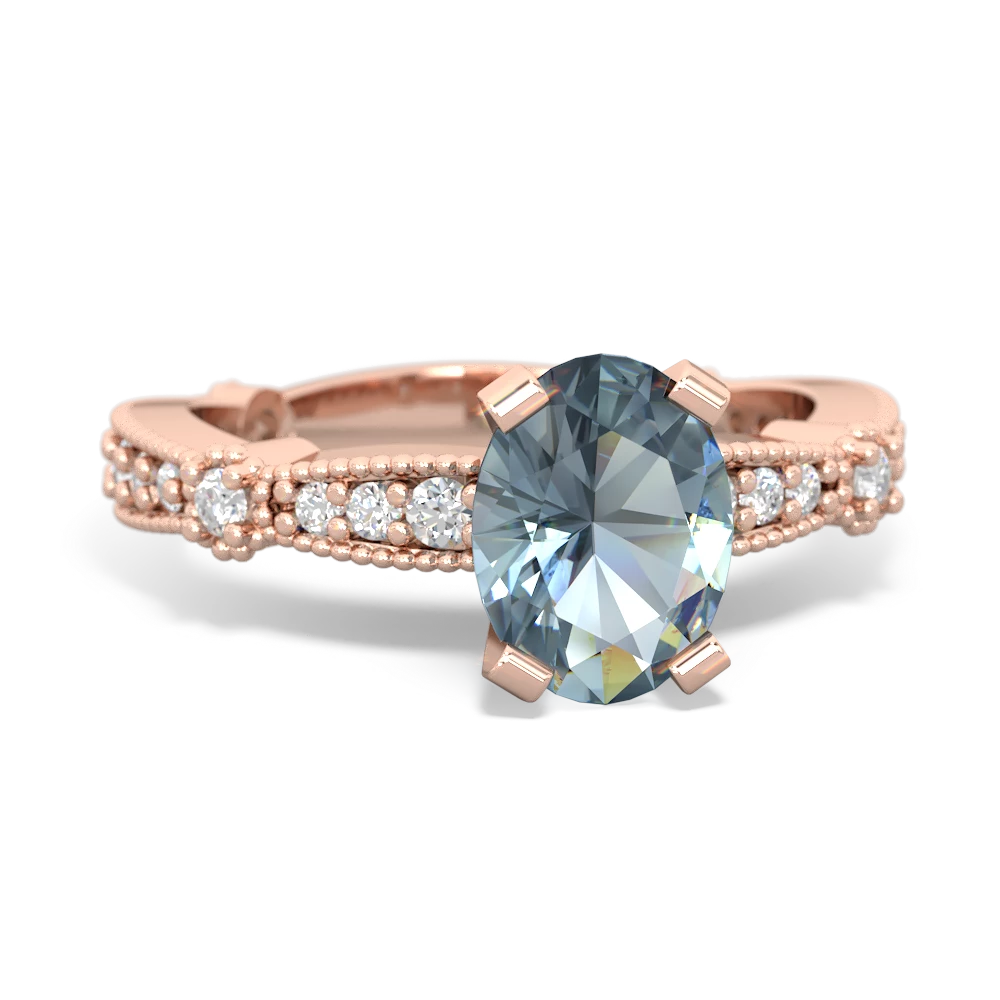 Aquamarine Sparkling Tiara 8X6 Oval 14K Rose Gold ring R26298VL