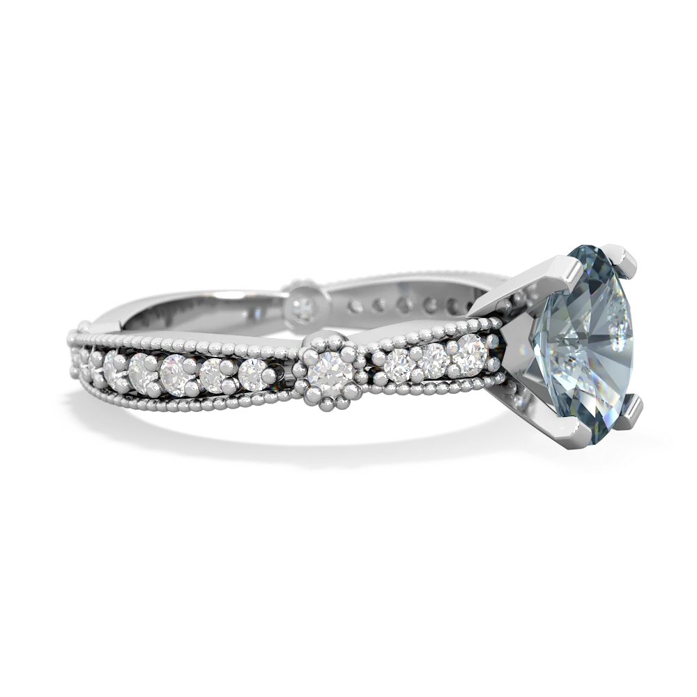 Aquamarine Sparkling Tiara 8X6 Oval 14K White Gold ring R26298VL