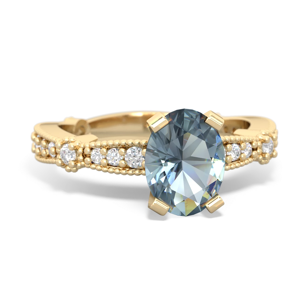 Aquamarine Sparkling Tiara 8X6 Oval 14K Yellow Gold ring R26298VL