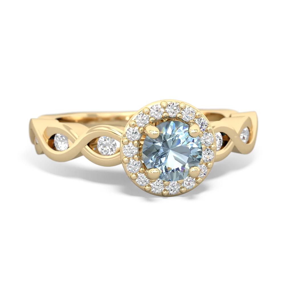 Aquamarine Infinity Halo Engagement 14K Yellow Gold ring R26315RH