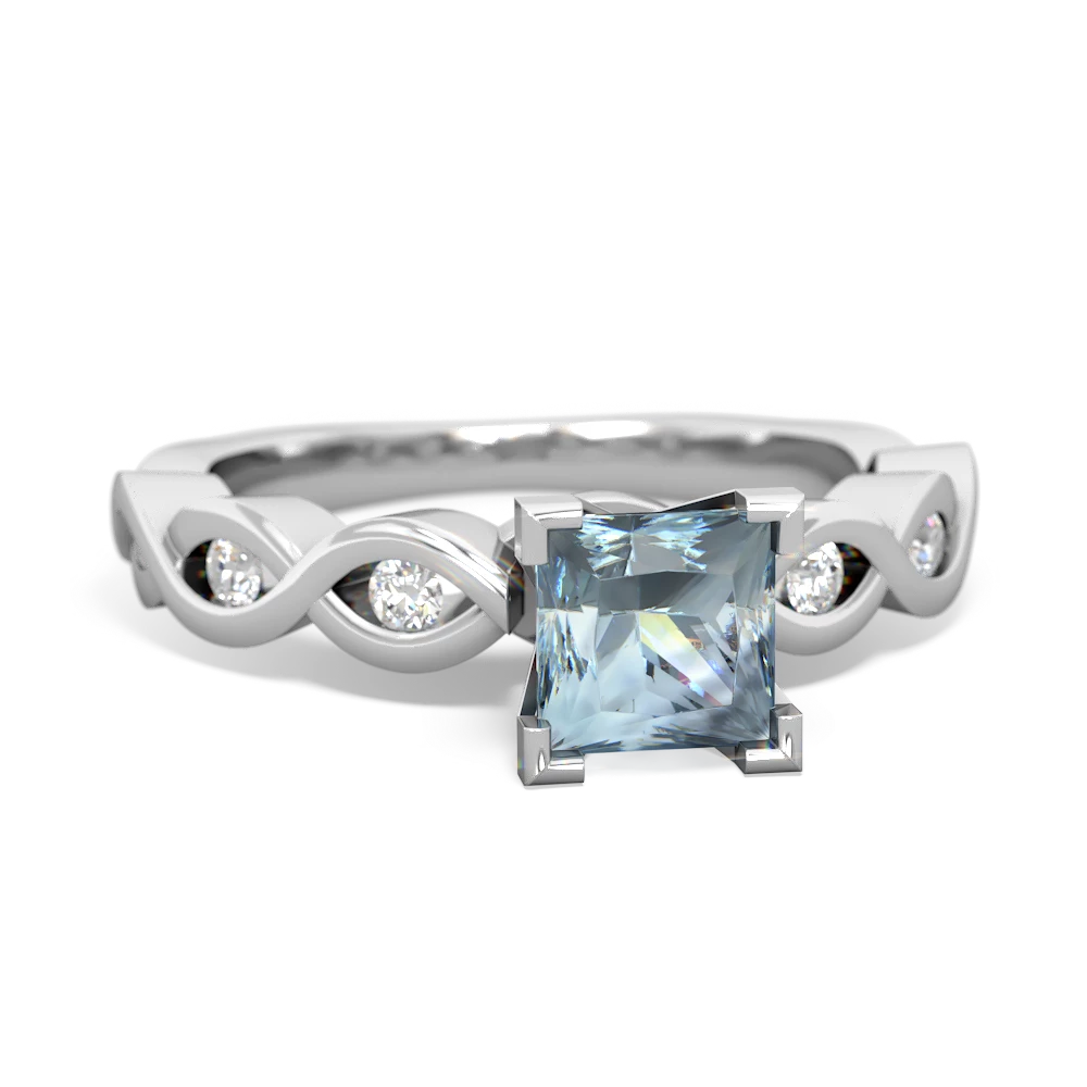 Aquamarine Infinity Engagement 14K White Gold ring R26315SQ - front view