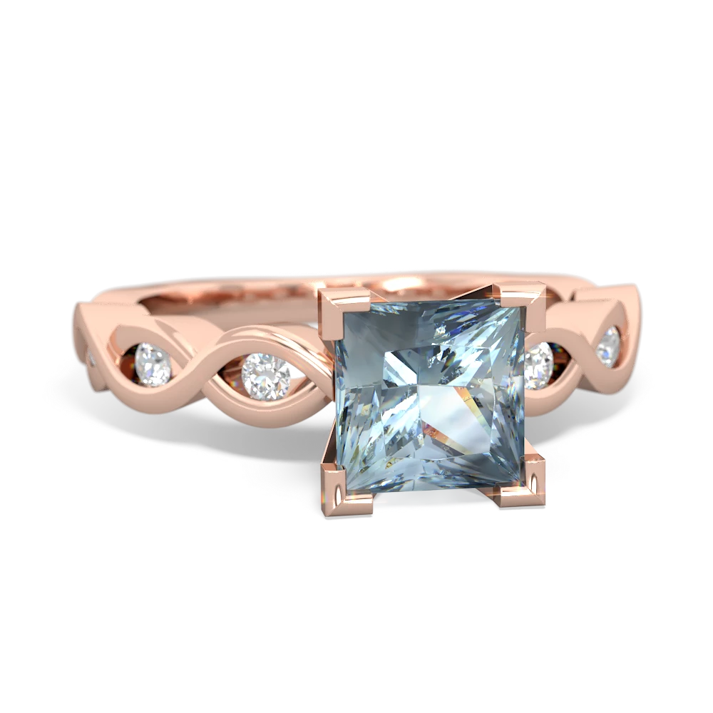 Aquamarine Infinity Engagement 14K Rose Gold ring R26316SQ - front view