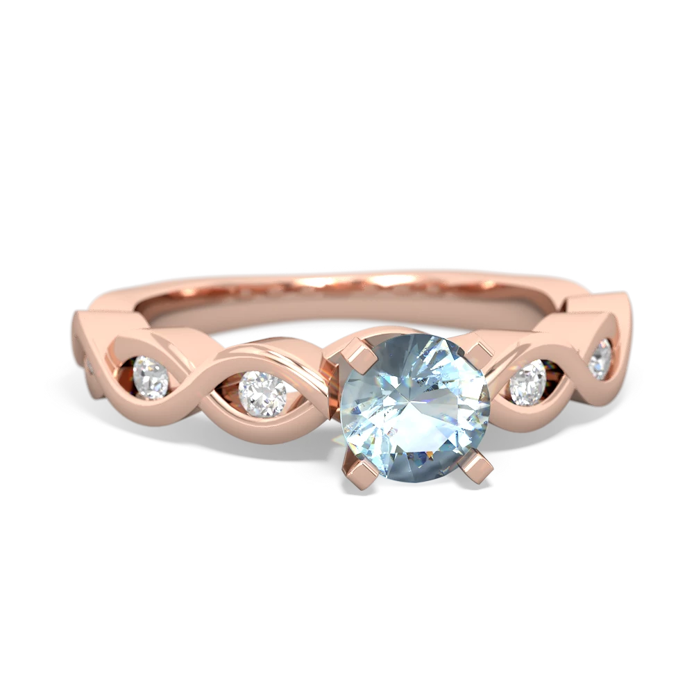 Aquamarine Infinity 5Mm Round Engagement 14K Rose Gold ring R26315RD