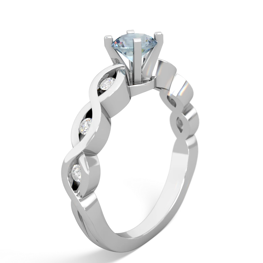 Aquamarine Infinity 5Mm Round Engagement 14K White Gold ring R26315RD
