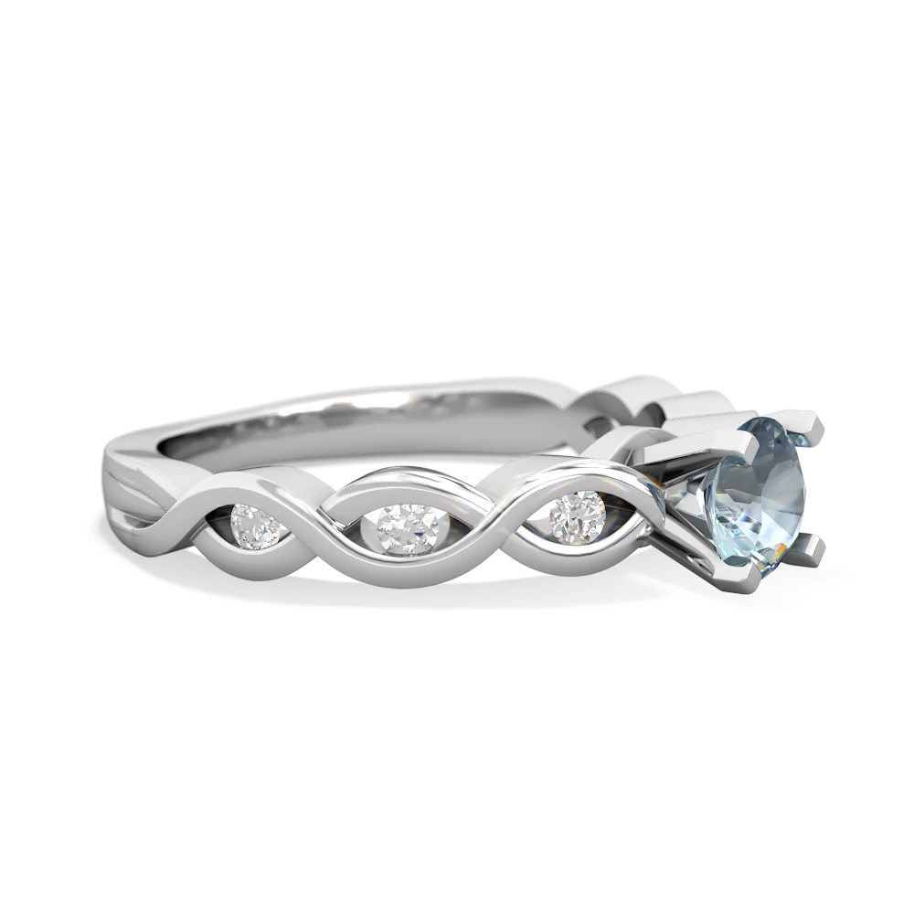 Aquamarine Infinity 5Mm Round Engagement 14K White Gold ring R26315RD