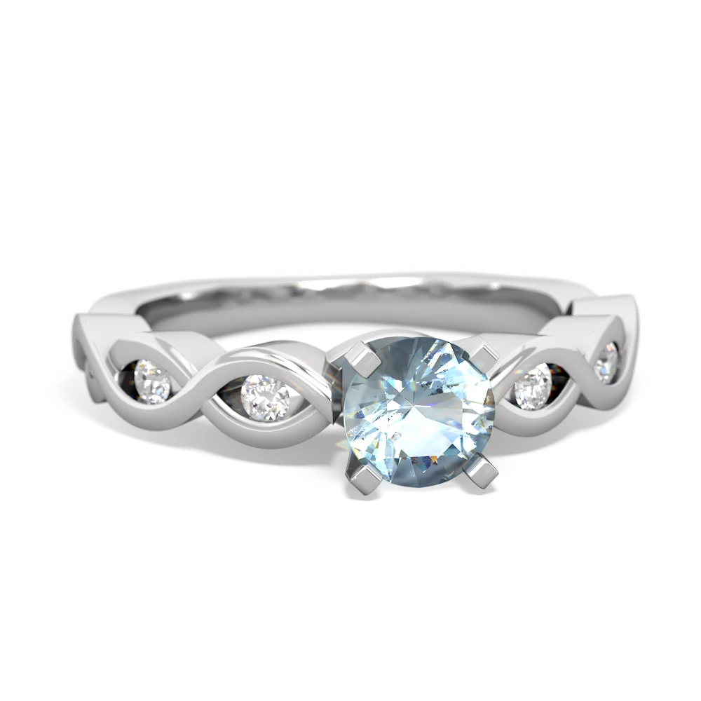 Aquamarine Infinity 5Mm Round Engagement 14K White Gold ring R26315RD