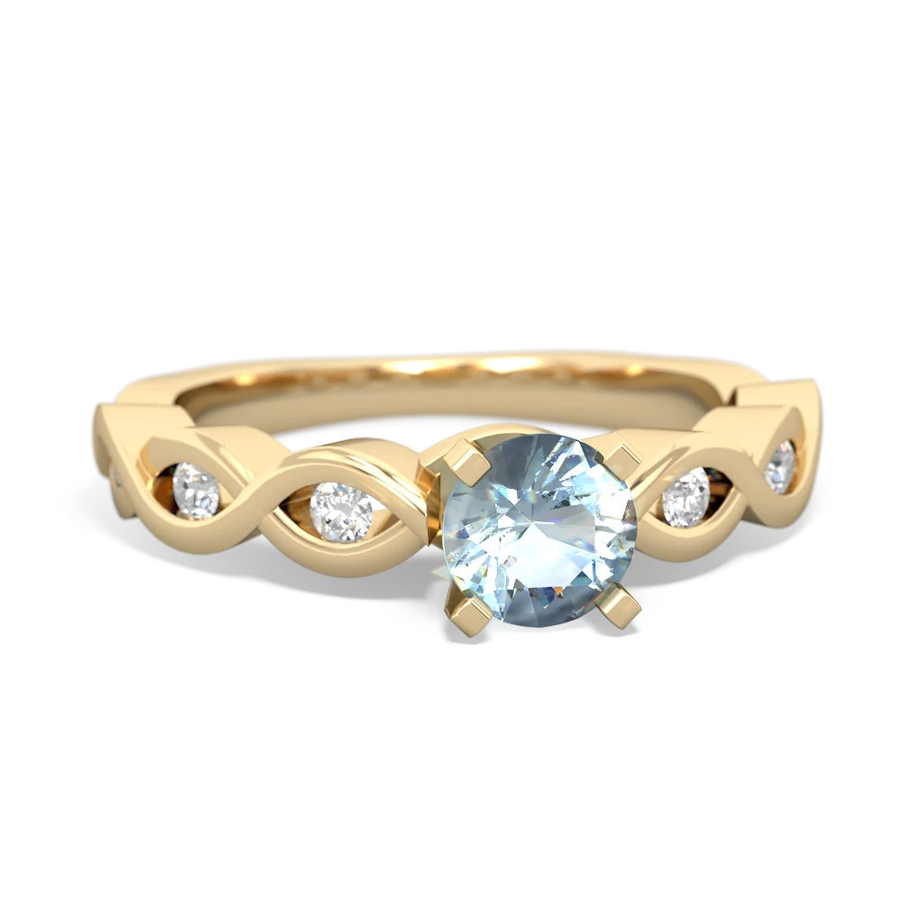 Aquamarine Infinity 5Mm Round Engagement 14K Yellow Gold ring R26315RD