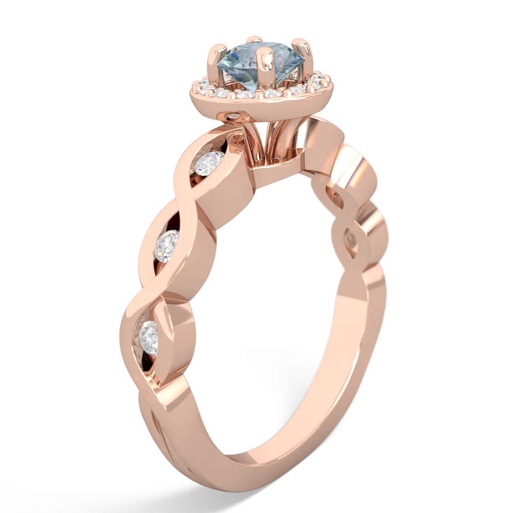 Aquamarine Infinity Halo Engagement 14K Rose Gold ring R26315RH