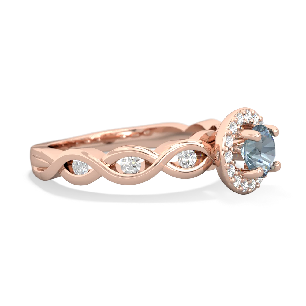 Aquamarine Infinity Halo Engagement 14K Rose Gold ring R26315RH