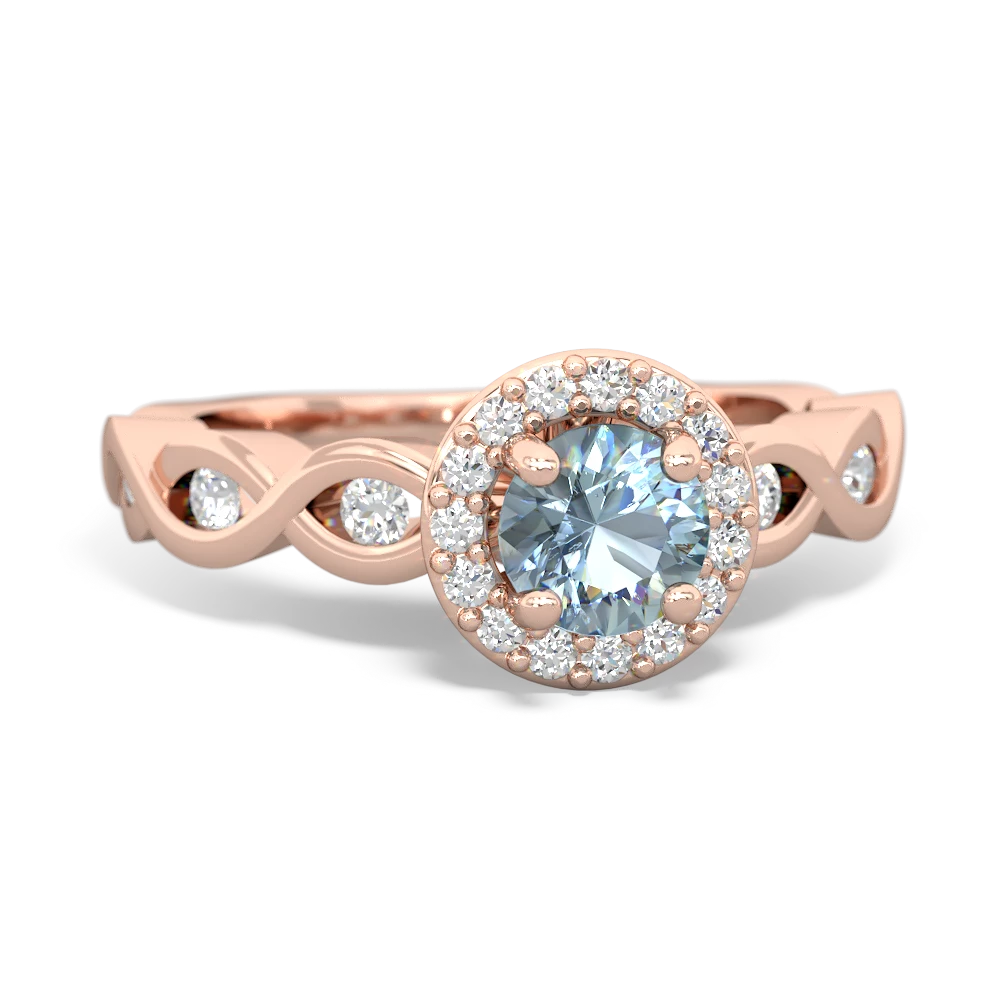 Aquamarine Infinity Halo Engagement 14K Rose Gold ring R26315RH