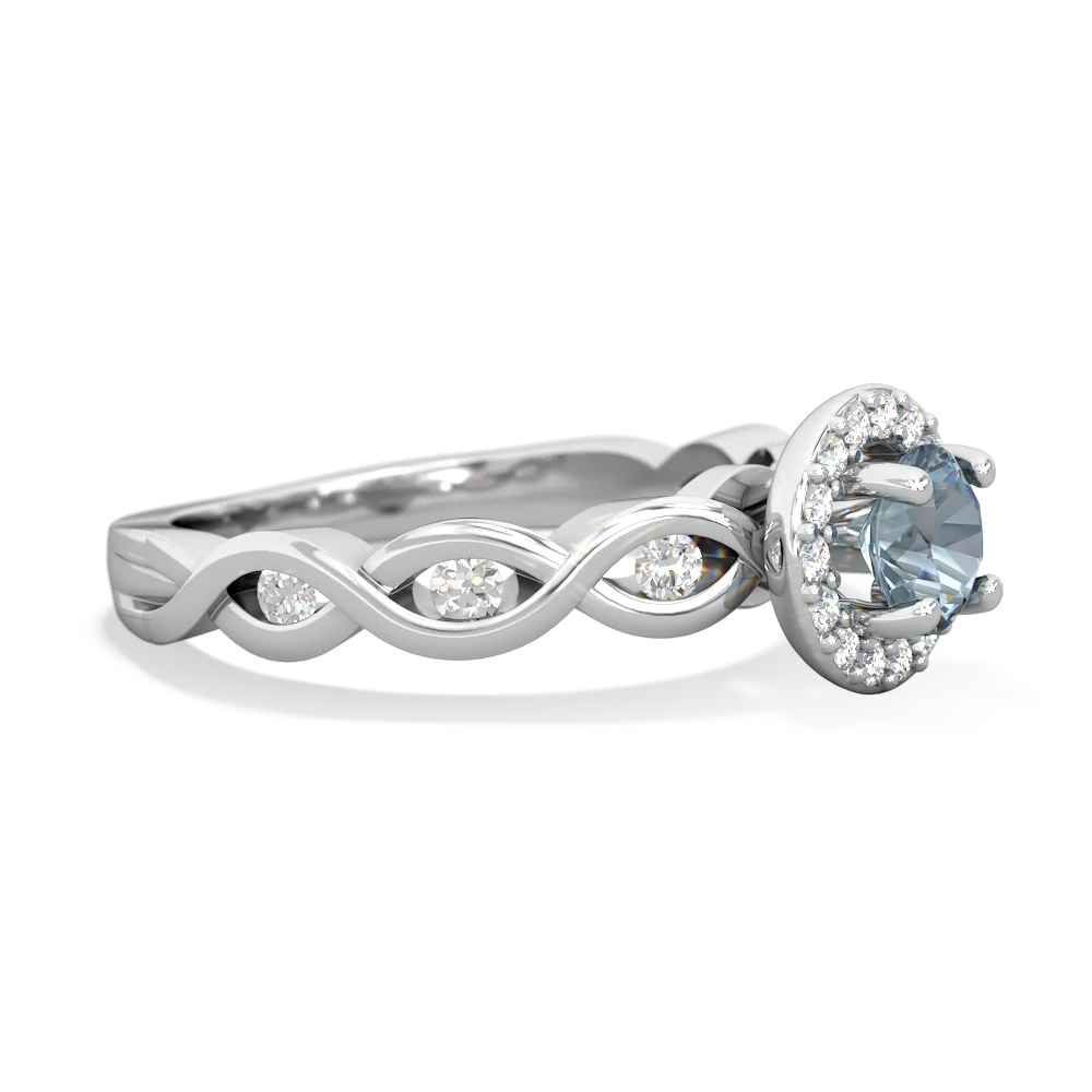 Aquamarine Infinity Halo Engagement 14K White Gold ring R26315RH