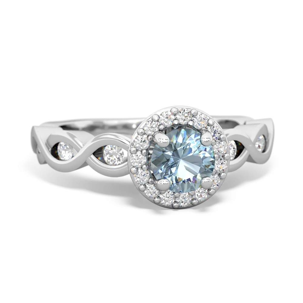 Aquamarine Infinity Halo Engagement 14K White Gold ring R26315RH