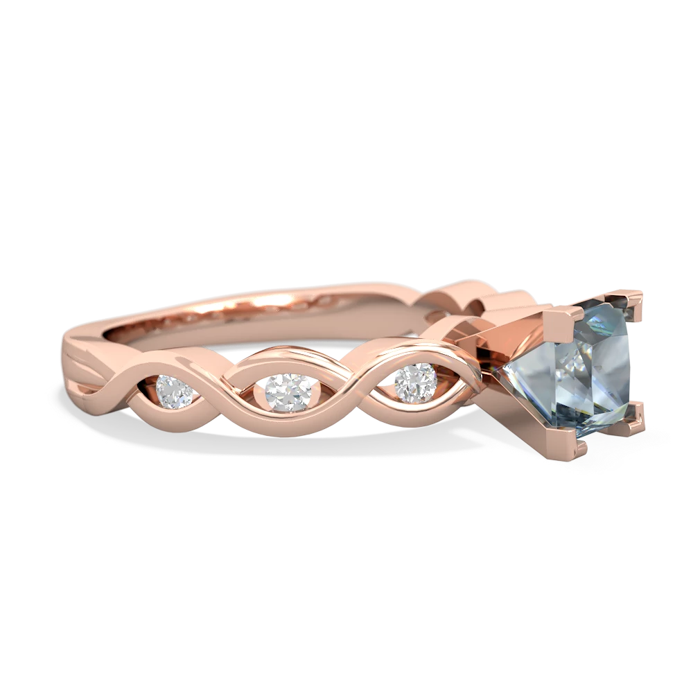 Aquamarine Infinity 5Mm Square Engagement 14K Rose Gold ring R26315SQ