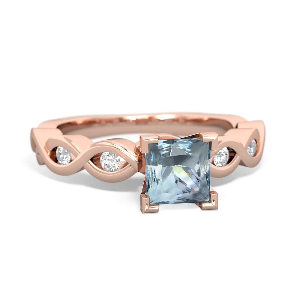 Aquamarine Infinity 5Mm Square Engagement 14K Rose Gold ring R26315SQ