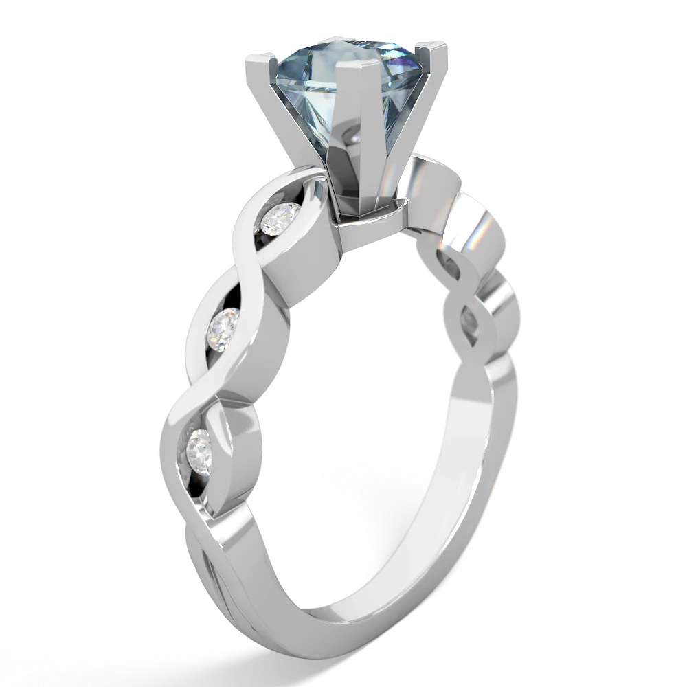 Aquamarine Infinity 5Mm Square Engagement 14K White Gold ring R26315SQ