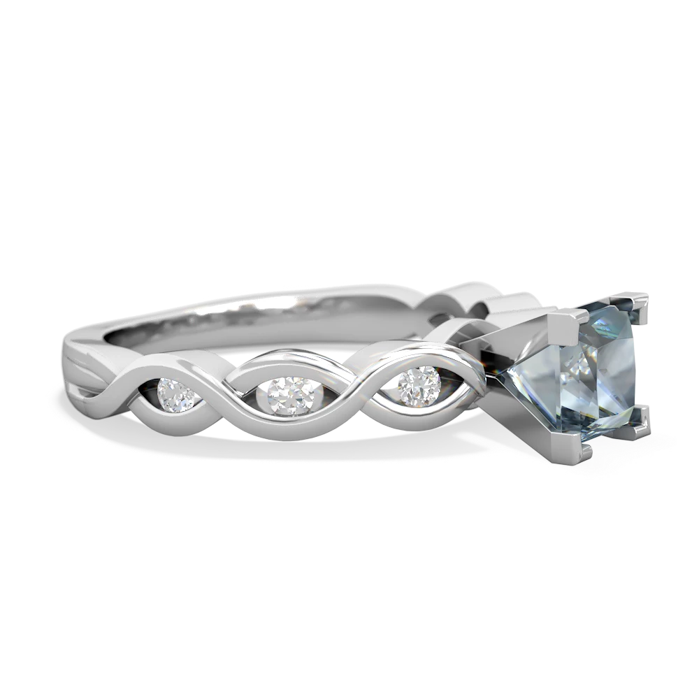 Aquamarine Infinity 5Mm Square Engagement 14K White Gold ring R26315SQ