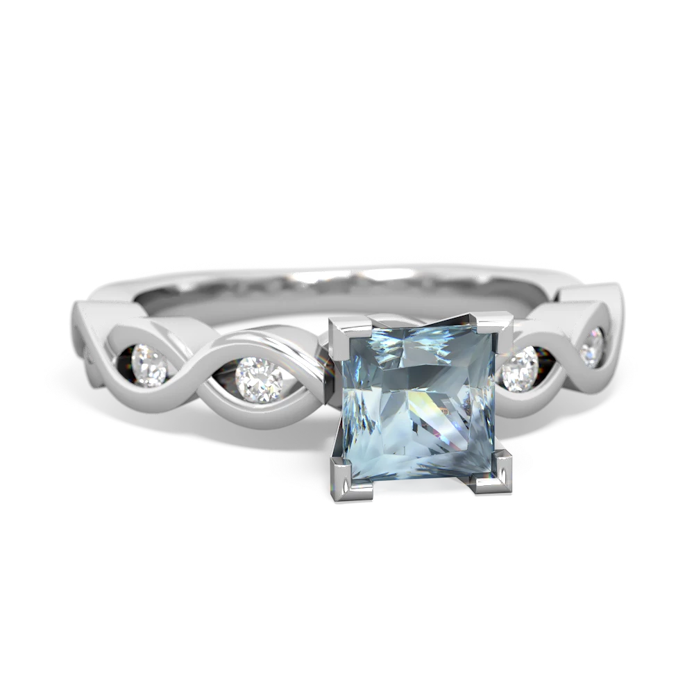 Aquamarine Infinity 5Mm Square Engagement 14K White Gold ring R26315SQ