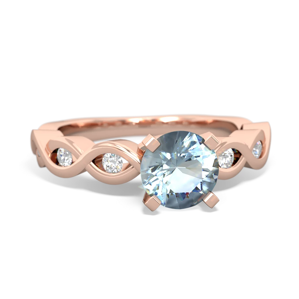 Aquamarine Infinity 6Mm Round Engagement 14K Rose Gold ring R26316RD