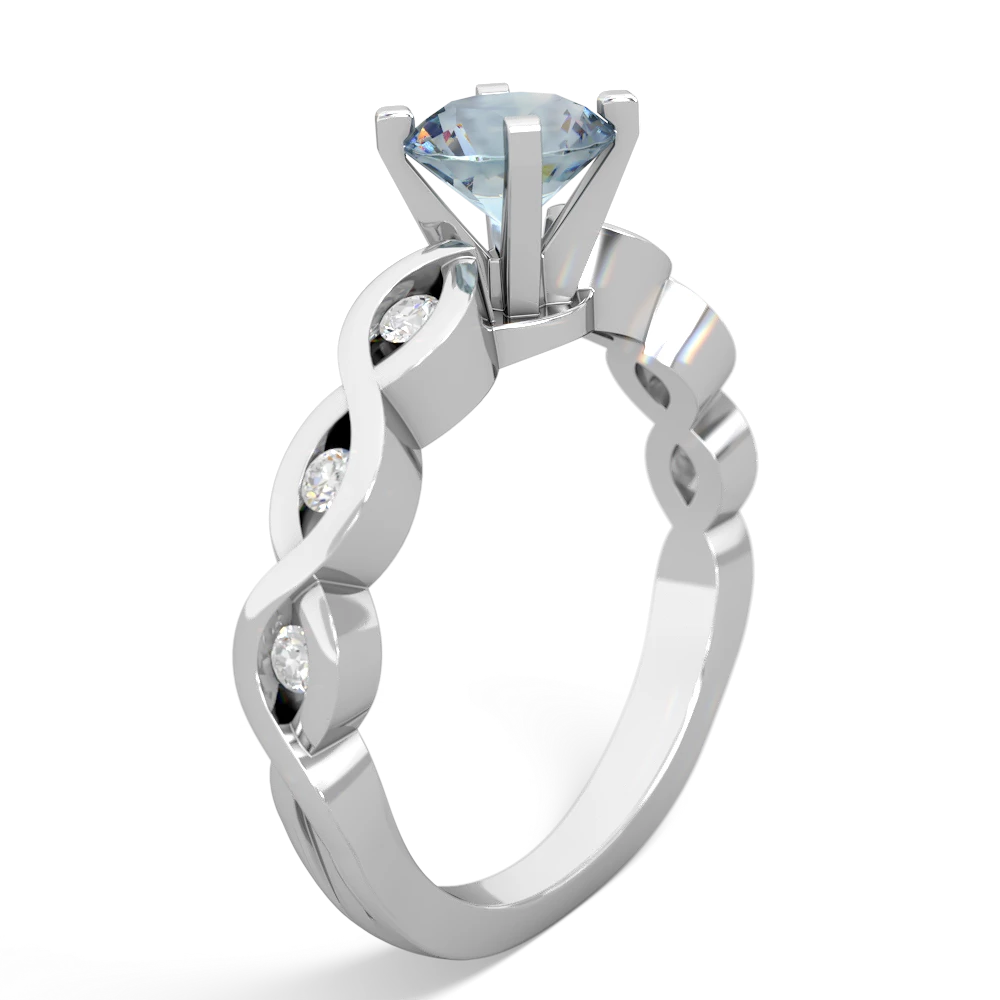 Aquamarine Infinity 6Mm Round Engagement 14K White Gold ring R26316RD