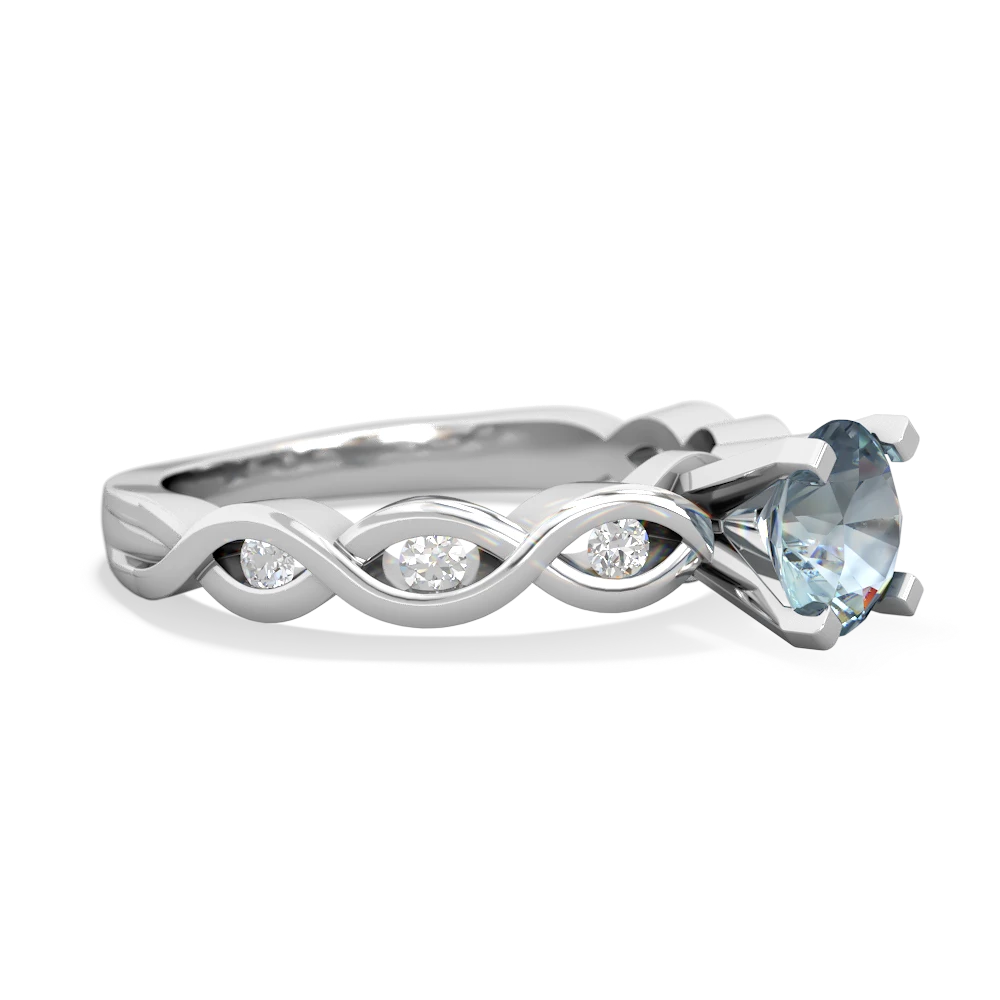 Aquamarine Infinity 6Mm Round Engagement 14K White Gold ring R26316RD