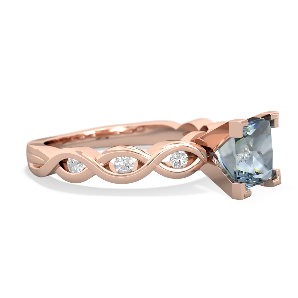 Aquamarine Infinity 6Mm Princess Engagement 14K Rose Gold ring R26316SQ