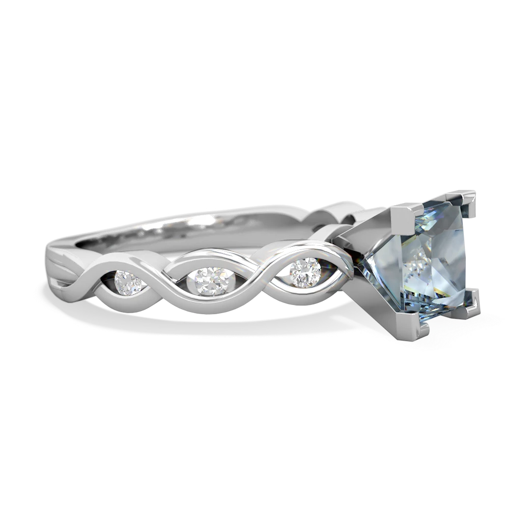 Aquamarine Infinity 6Mm Princess Engagement 14K White Gold ring R26316SQ