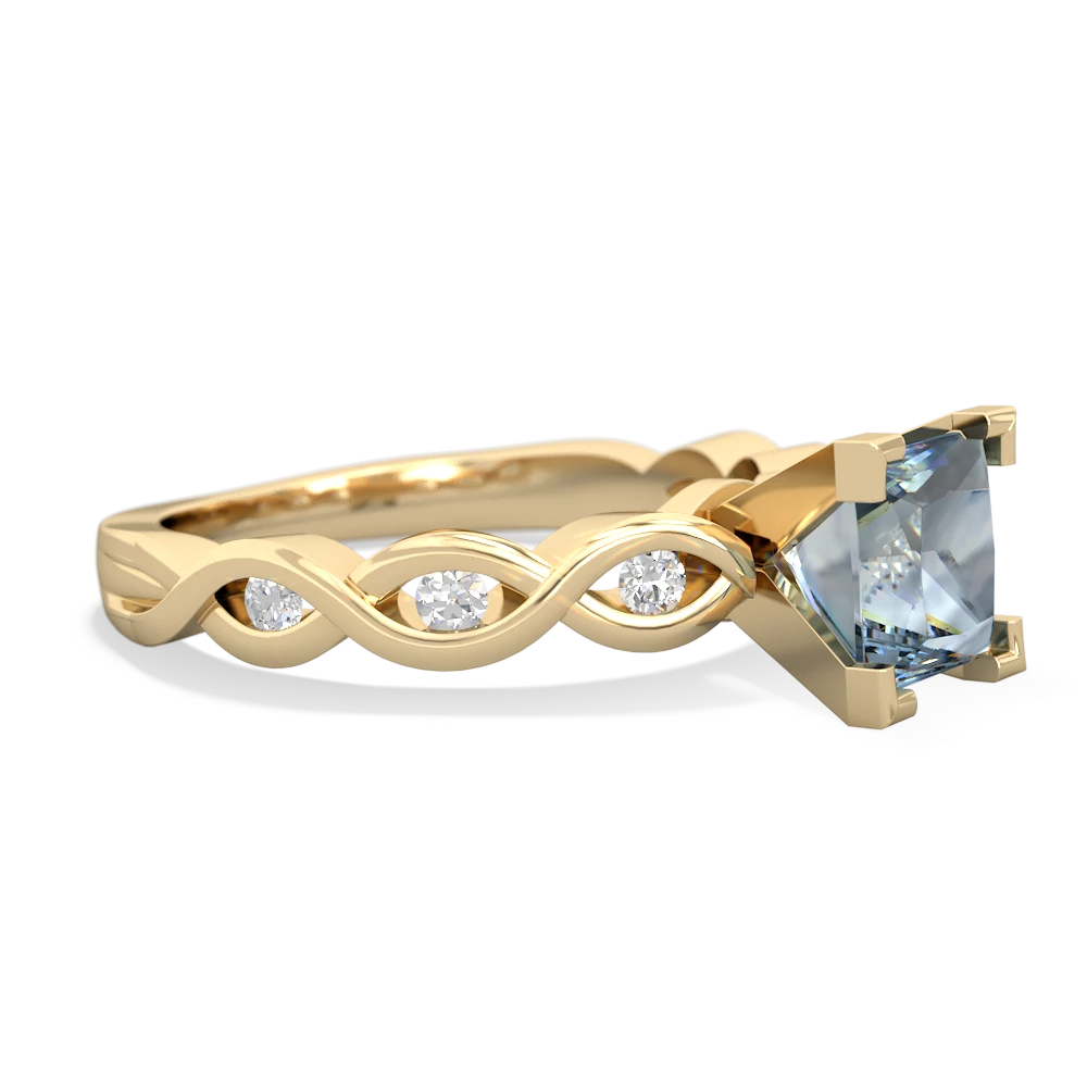 Aquamarine Infinity 6Mm Princess Engagement 14K Yellow Gold ring R26316SQ