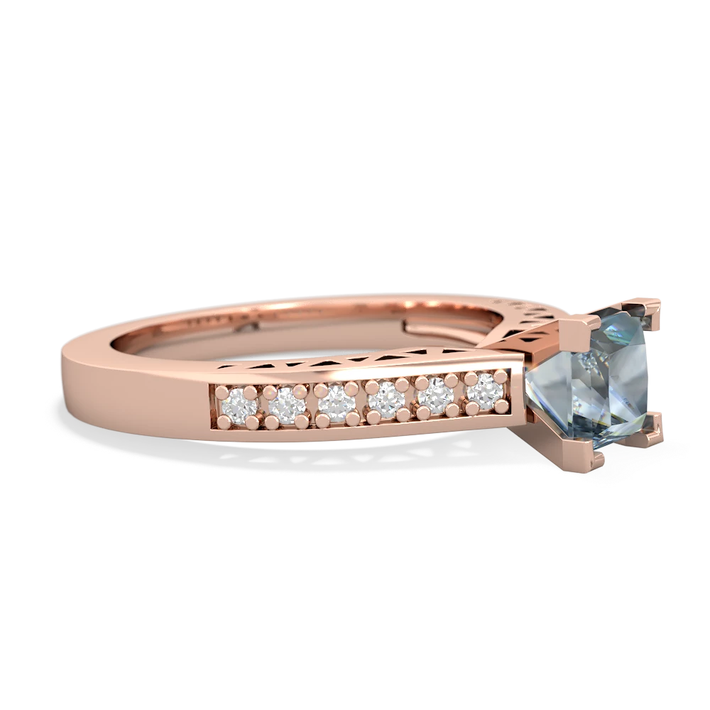 Aquamarine Art Deco Engagement 5Mm Square 14K Rose Gold ring R26355SQ
