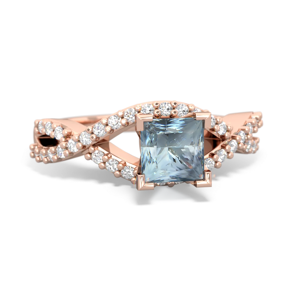 Aquamarine Diamond Twist 14K Rose Gold ring R26405SQ - front view
