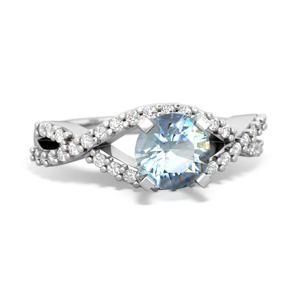 Aquamarine Diamond Twist 14K White Gold ring R26406RD - front view