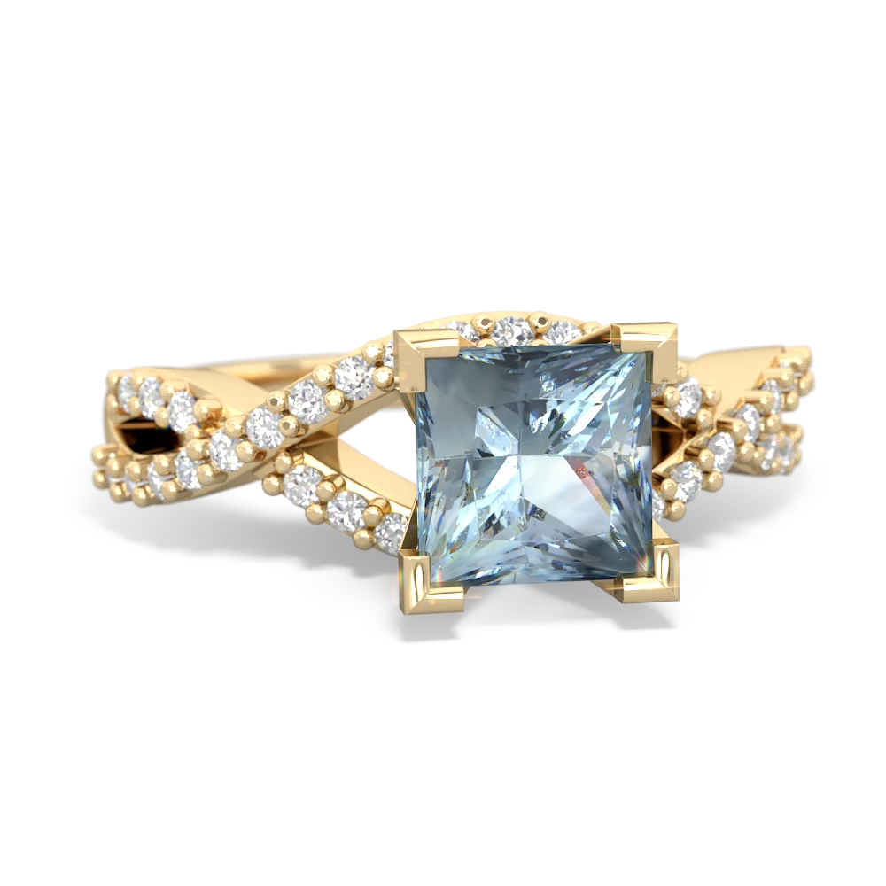 Aquamarine Diamond Twist 14K Yellow Gold ring R26406SQ - front view