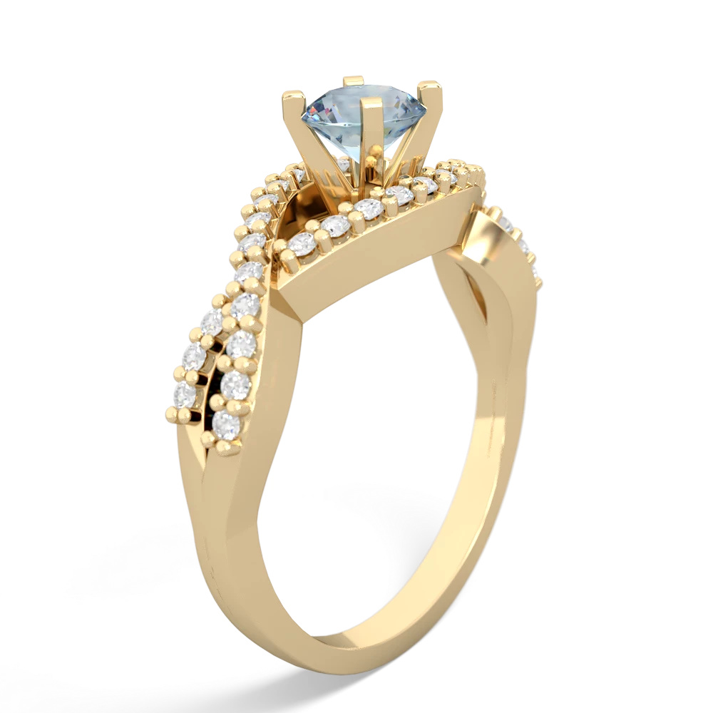 Aquamarine Diamond Twist 5Mm Round Engagment  14K Yellow Gold ring R26405RD