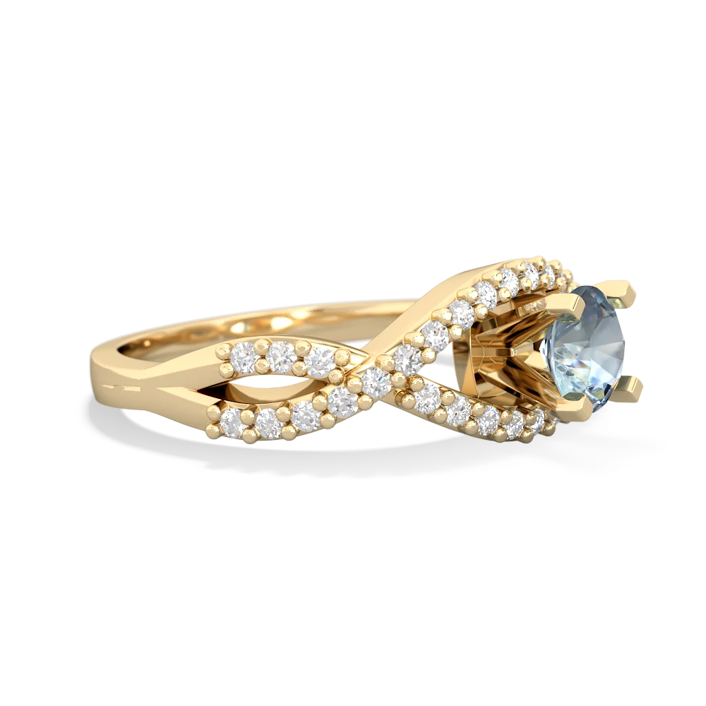 Aquamarine Diamond Twist 5Mm Round Engagment  14K Yellow Gold ring R26405RD