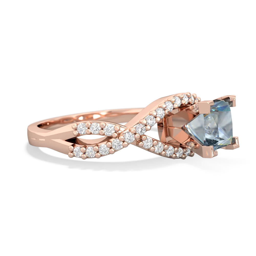 Aquamarine Diamond Twist 5Mm Square Engagment  14K Rose Gold ring R26405SQ