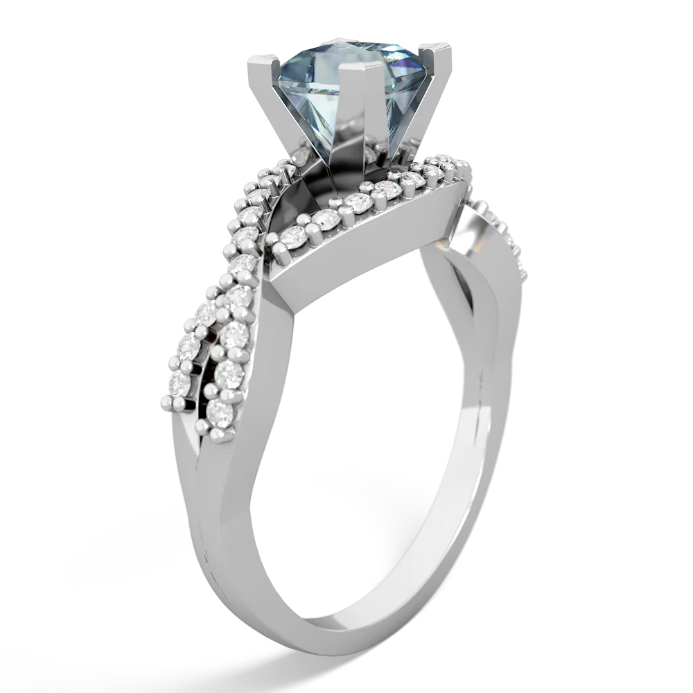 Aquamarine Diamond Twist 5Mm Square Engagment  14K White Gold ring R26405SQ