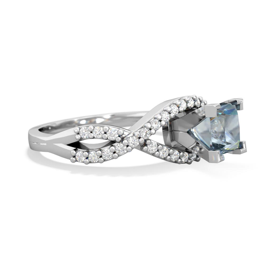 Aquamarine Diamond Twist 5Mm Square Engagment  14K White Gold ring R26405SQ