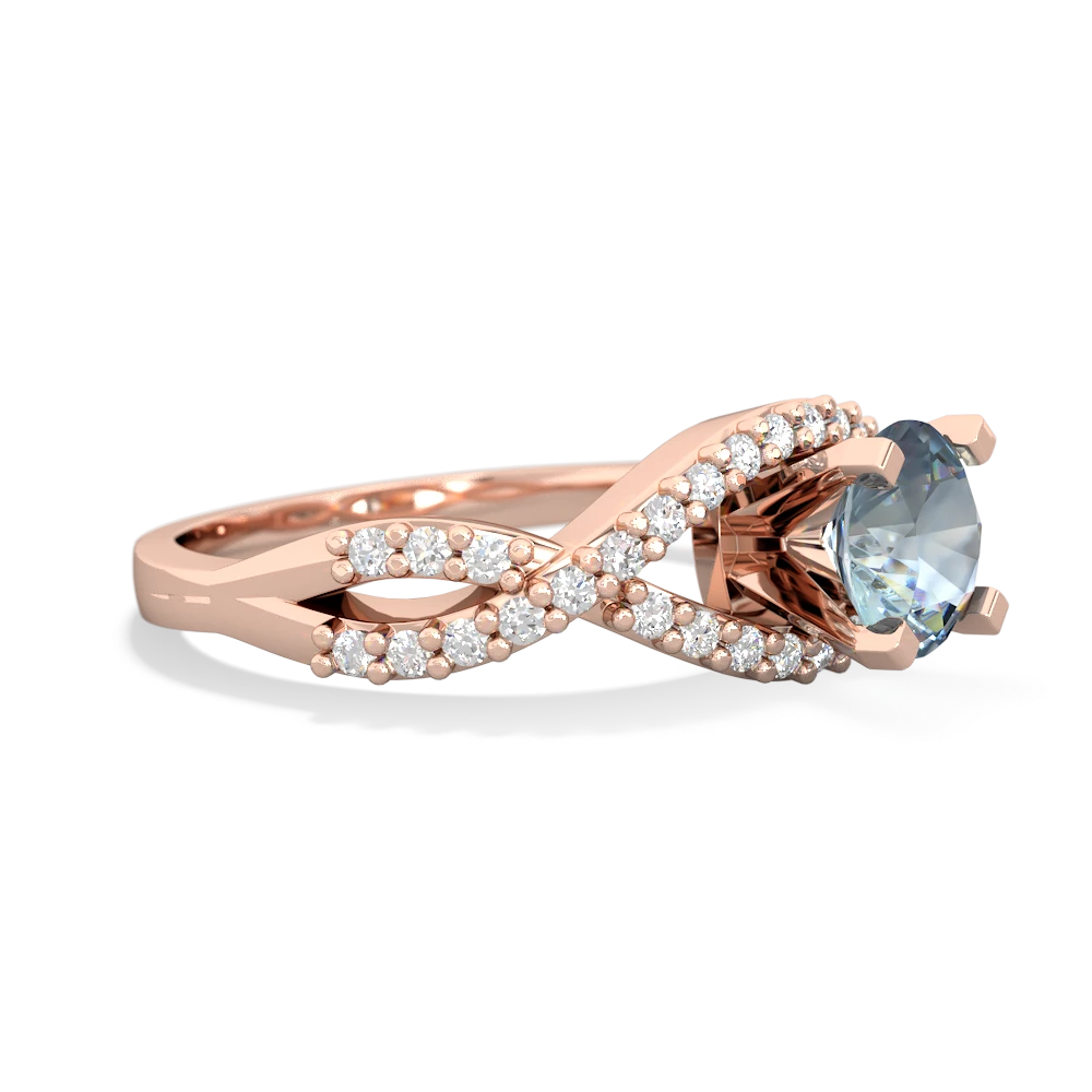 Aquamarine Diamond Twist 6Mm Round Engagment  14K Rose Gold ring R26406RD