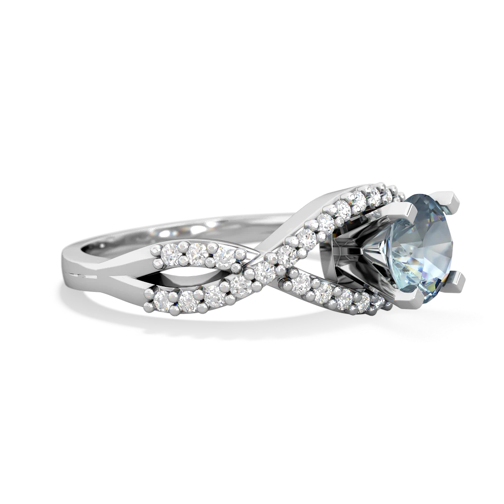 Aquamarine Diamond Twist 6Mm Round Engagment  14K White Gold ring R26406RD